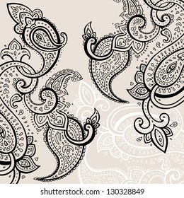 Paisley background. Hand Drawn ornament.  Vector illustration.