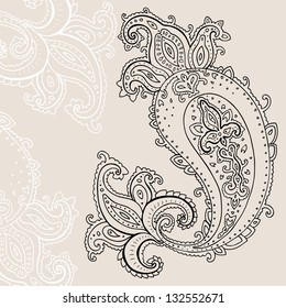 Paisley background. Hand Drawn ornament.  Vector illustration.