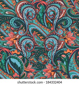Paisley background. Seamless color pattern