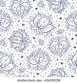 Paisley background. Seamless Hand Drawn vector pattern.
