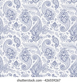 Paisley background. Seamless Hand Drawn vector pattern.