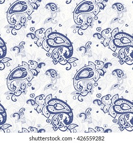 Paisley background. Seamless Hand Drawn vector pattern.