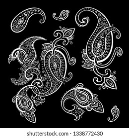 Paisley background. Traditional Indian ethnic bohemian ornament. Hand Drawn Vector illustration