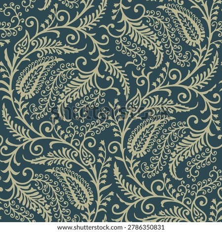 paisley background vintage seamless pattern on green