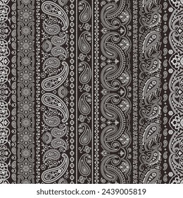 Paisley bandana fabric striped patchwork wallpaper abstract vector seamless pattern for scarf kerchief shirt fabric carpet rug tablecloth pillow svg