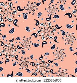 Paisley bandana pattern. Perfect for fashion textiles and fabrics. Ready to color and repeat. All over and vector design