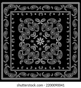paisley bandana vector Vector ornament paisley Bandana Print. Silk neck scarf or kerchief square pattern design style, best motive for print on fabric or papper.
 svg