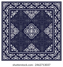 paisley bandana vector Vector ornament paisley Bandana Print. Silk neck scarf or kerchief square pattern design style, best motive for print on fabric or papper.