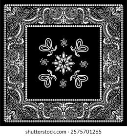 paisley bandana Vector paisley Bandana Print. Silk neck scarf or kerchief square pattern design style, best motive for print on fabric or papper.