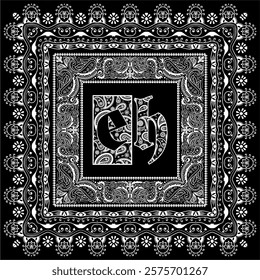 paisley bandana Vector paisley Bandana Print. Silk neck scarf or kerchief square pattern design style, best motive for print on fabric or papper.