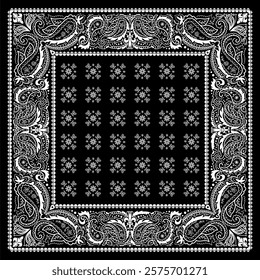 paisley bandana Vector paisley Bandana Print. Silk neck scarf or kerchief square pattern design style, best motive for print on fabric or papper.