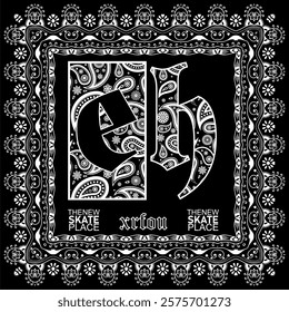 paisley bandana Vector paisley Bandana Print. Silk neck scarf or kerchief square pattern design style, best motive for print on fabric or papper.