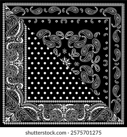 paisley bandana Vector paisley Bandana Print. Silk neck scarf or kerchief square pattern design style, best motive for print on fabric or papper.