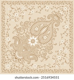 Paisley Bandanna Pattern on brown background.