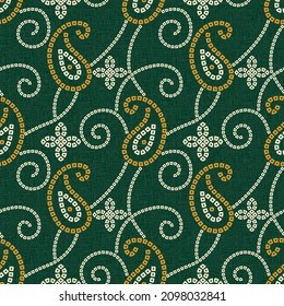 Paisley Bandanna Pattern On Green Background