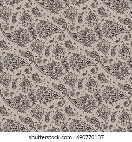 Paisley Beautiful seamless background. Elegant Hand Drawn vintage Pattern