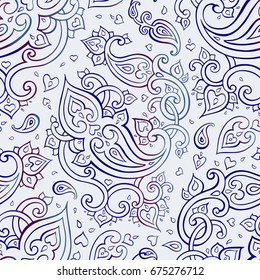Paisley. Beautiful Seamless pattern. Decorative Hand drawn detailed vector illustration.