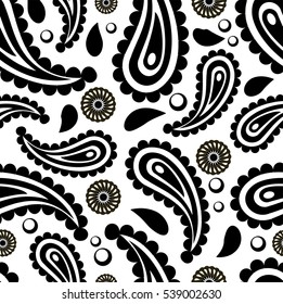 Paisley black and white pattern vector 