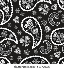 Paisley. Black and white seamless pattern, vector