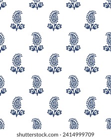 paisley block print india pattern repeat design vector