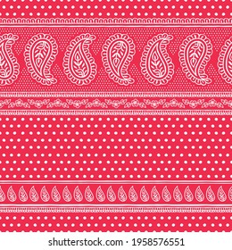 Paisley block printing seamless pattern, Indian traditional ornament, vector