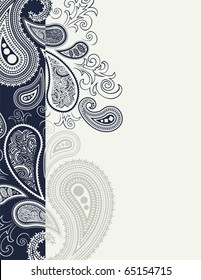 paisley border background in vector format, individual objects very easy to edit