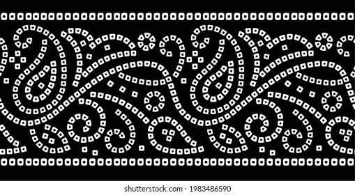 Paisley border black and white