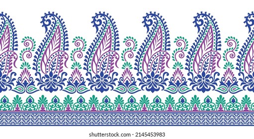 Paisley border with geometrical shapes