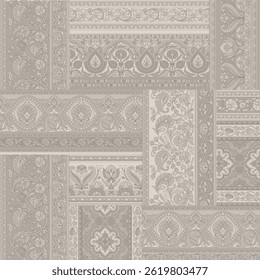 paisley border pathwork pattern on background