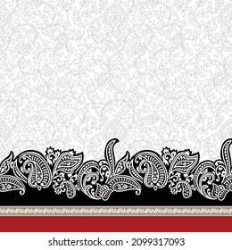 paisley border pattern on black background
