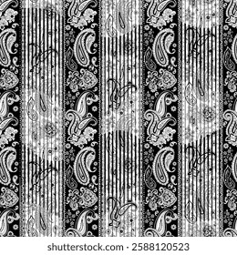 paisley border pattern on line background