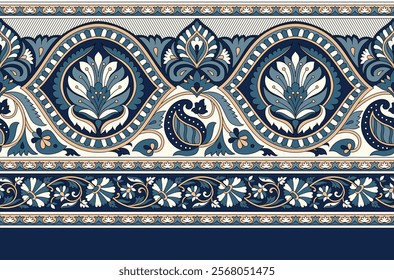 paisley border pattern on navy background