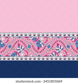 paisley border pattern on pink background