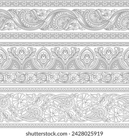 paisley border pattern on white background