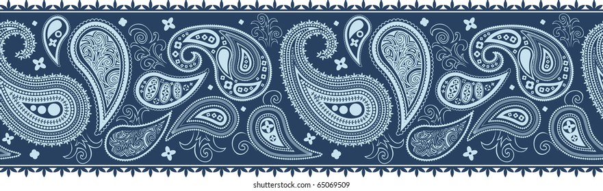 paisley border pattern in vector format, individual objects very easy to edit