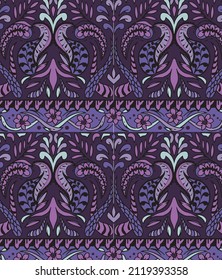Paisley borders Bandana Printed Seamless Pattern. Boho vintage style vector background. Silk neck scarf or kerchief square pattern design style, best motif for print on fabric or paper.
