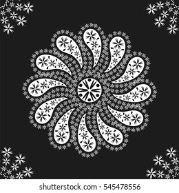Paisley. circular seamless pattern. Black and red