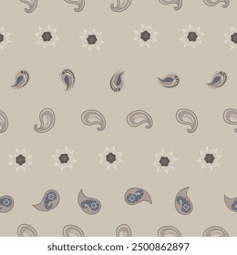 Paisley Classics in Cream . Pale Very Peri ,Blue,Beige colours natural colour ,seamless pattern ,prints background