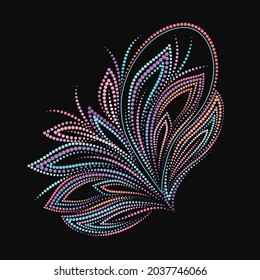 The Paisley - colorful folk art dot pattern. Traditional ethnic ornament. Object isolated on black background. Vector print.
