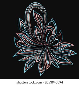 The Paisley - colorful folk art dot pattern. Traditional ethnic ornament. Object isolated on black background. Vector print.