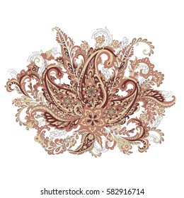 Paisley colorful ornament. Isolated Vector illustration