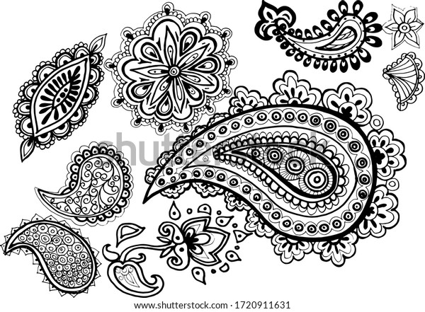 Paisley Curls Graphics Doodle Sketch Mascara Stock Vector (Royalty Free ...