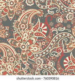Paisley damask background. Vector vintage pattern