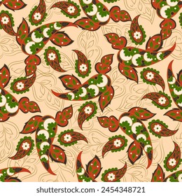 Paisley Damask ornament. Floral Seamless Vector pattern