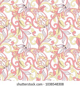 Paisley Damask seamless pattern. Floral vector background