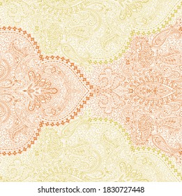 Paisley Damask seamless pattern. Floral vector background.