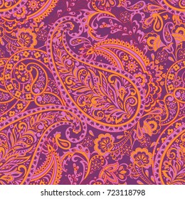 Paisley Damask seamless pattern. Floral vector background