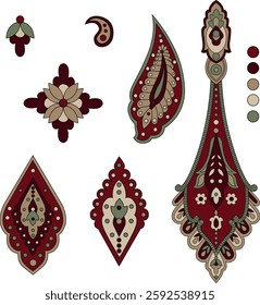 Paisley decorative floral elements collection
