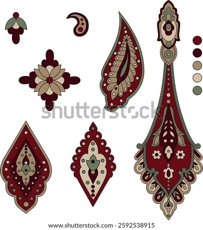 Paisley decorative floral elements collection