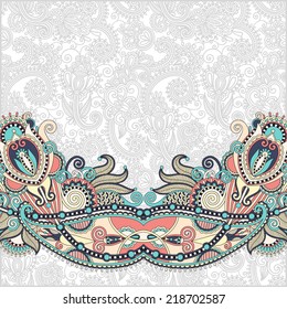 paisley design on decorative floral background for invitation, packing paper, book cover, web page decoration and other, vector illustration